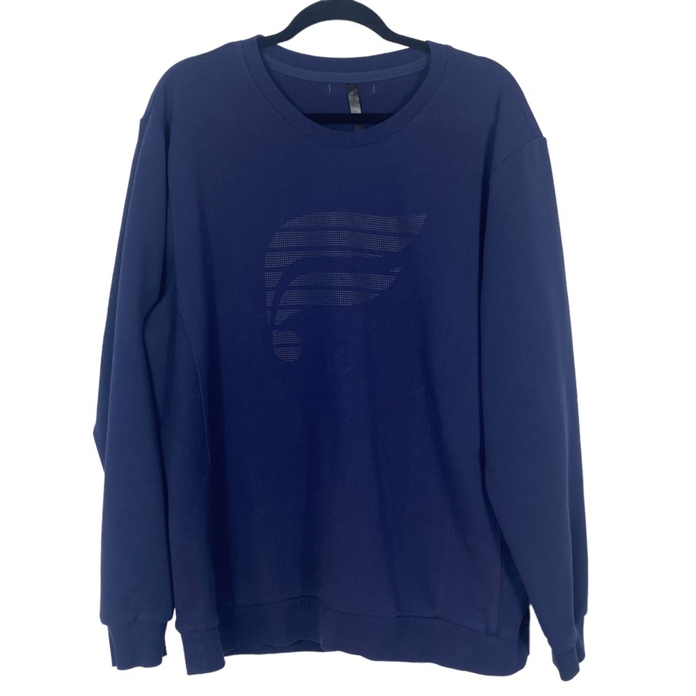 Fabletics Mens The Courtside Crew Navy Reflective Dot Logo French Terry Crew XXL